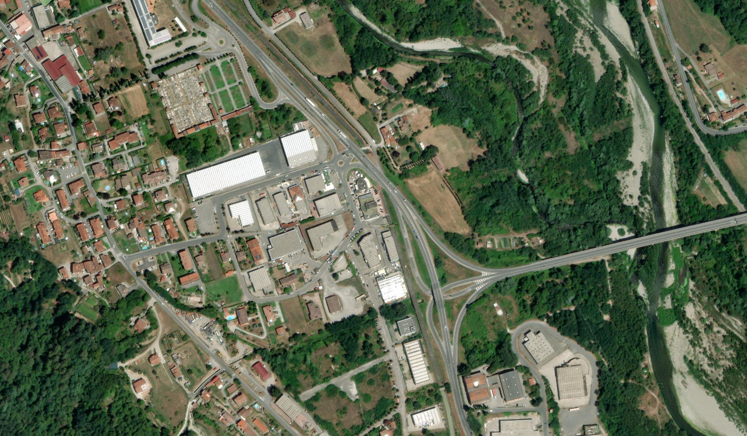 Vista satellitare della zona di Via della Rena a Gallicano